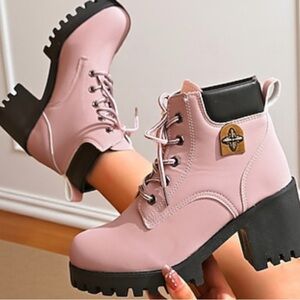 Brand New Bootara Pink Lace-Up Ankle Boots